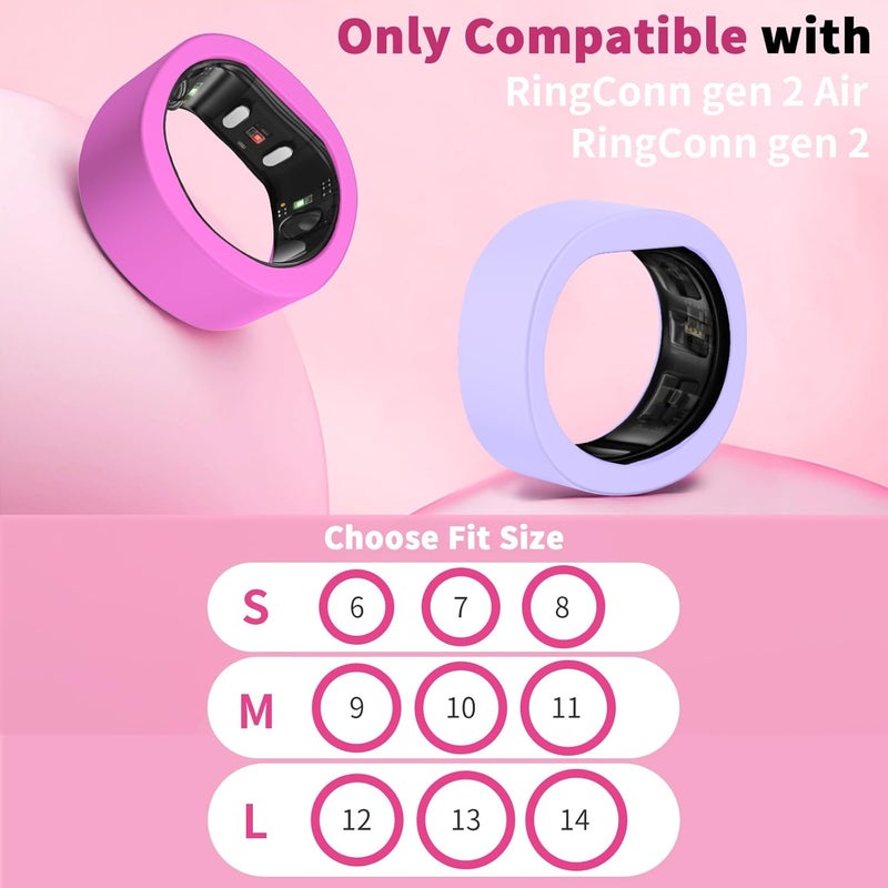 SGHLDE 8 Pack Ring Case Cover for RingConn Gen 2/2 Air, Elastic Thin Silicone Ring Protector Compatible with RingConn Gen 2 Air for Women/Men Gym Workout, Fits 12/13/14 RingSizes (L) - Image 2